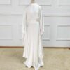 1 Satin Patchwork Spring Trumpet Sleeve Modest Maxi Dress