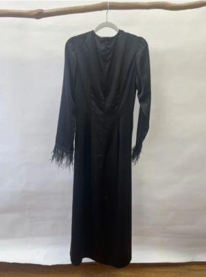 Satin Extra Long Sleeve Knit Maxi Dress for Muslim Women