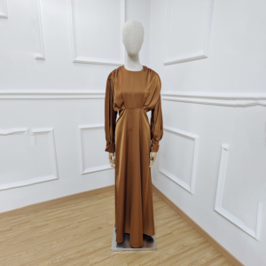 1 Unique Cuff Design Shiny Fabric Maxi Dress