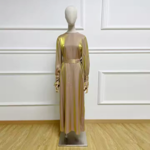1 Solid Color Shiny Fashion Abaya Modest Maxi Dress