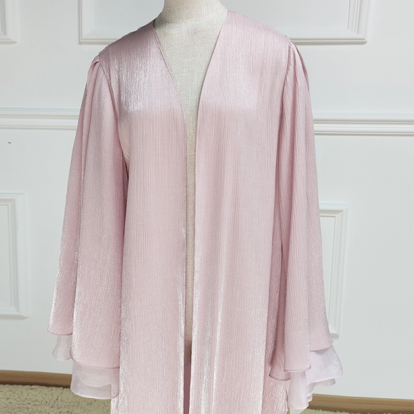 13131f9d-305e-44a3-a3db-9c5ae464e54d Turkish Modest Kaftan Kimono Long Sleeve Open Abaya Shimmer Bat