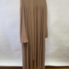 2 Custom Blend Rib Knit Maxi Dress with Extra Long Sleeves and Boat Neck