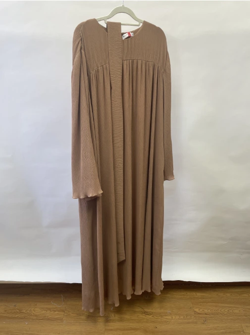 2 Custom Blend Rib Knit Maxi Dress with Extra Long Sleeves and Boat Neck