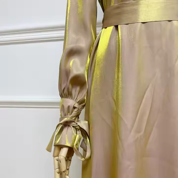 2 Solid Color Shiny Fashion Abaya Modest Maxi Dress