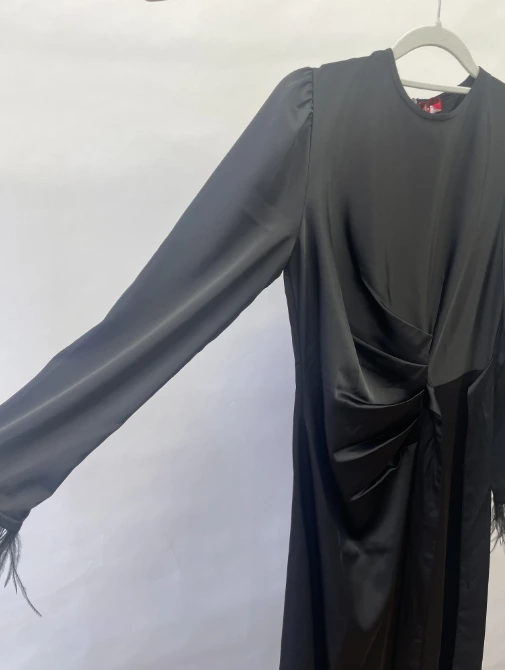 3 Satin Extra Long Sleeve Knit Maxi Dress for Muslim Women