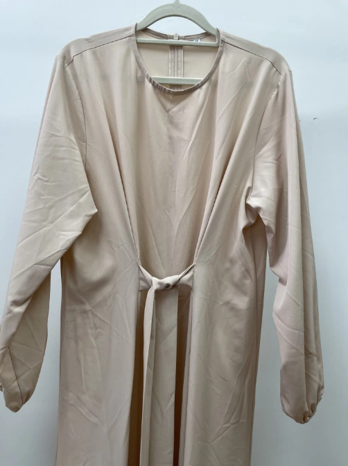 3 Polyester Blend Extra Long Sleeve Rib Knit Boat Neck Knit Ladies' Dresses
