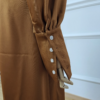 3 Unique Cuff Design Shiny Fabric Maxi Dress