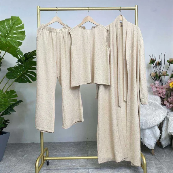 3 New Arrival Three Piece Women Muslim Open Abaya
