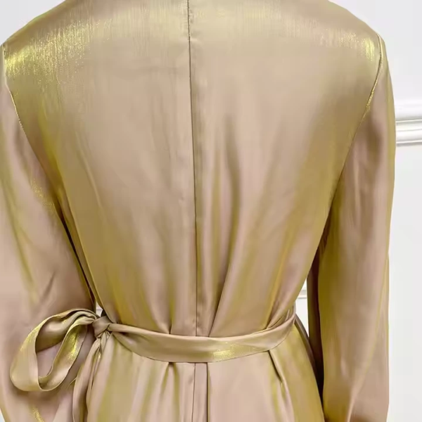 3 Solid Color Shiny Fashion Abaya Modest Maxi Dress