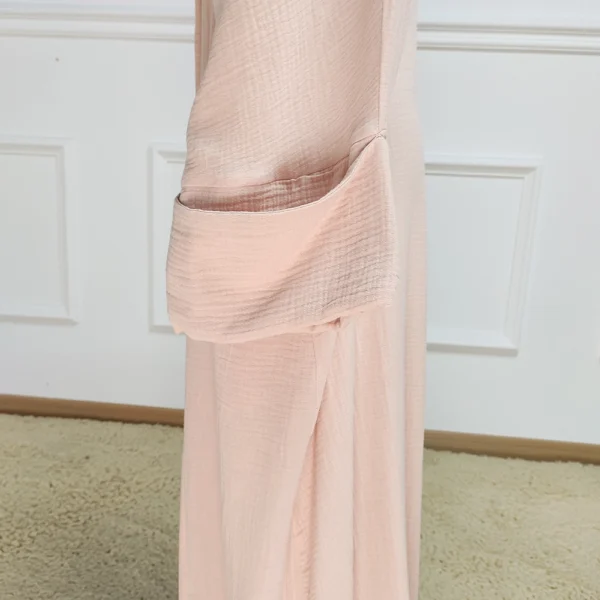 Modest Breathable Set for Adults Handmade Silk Kimono Abaya Top with Pants