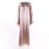 3fe3ed75-b294-4603-bdef-d14fdb0e1900 Satin Pink Abaya with Feather Hem – Modest Maxi Dress for Muslim Women