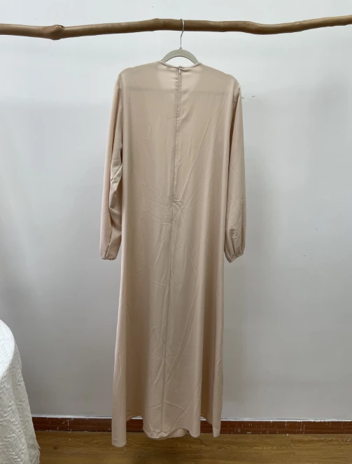 4 Polyester Blend Extra Long Sleeve Rib Knit Boat Neck Knit Ladies' Dresses