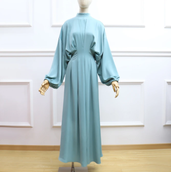 4 New Custom Style Satin Splicing Modest Maxi Dress for Muslim Women