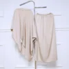 4 New Arrivals Spring Modest Muslim Women Sets Breathable Solid Color Two Piece Set