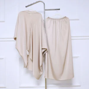 New Arrivals Spring Modest Muslim Women Sets Breathable Solid Color Two Piece Set