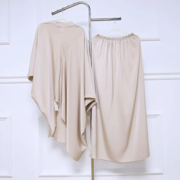 4 New Arrivals Spring Modest Muslim Women Sets Breathable Solid Color Two Piece Set