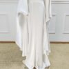 5 Satin Patchwork Spring Trumpet Sleeve Modest Maxi Dress