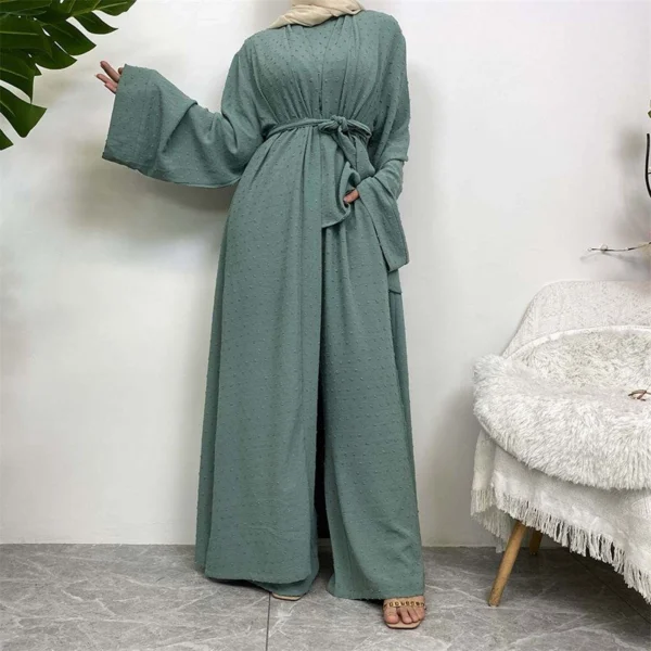 5 New Arrival Three Piece Women Muslim Open Abaya