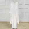 6 Satin Patchwork Spring Trumpet Sleeve Modest Maxi Dress