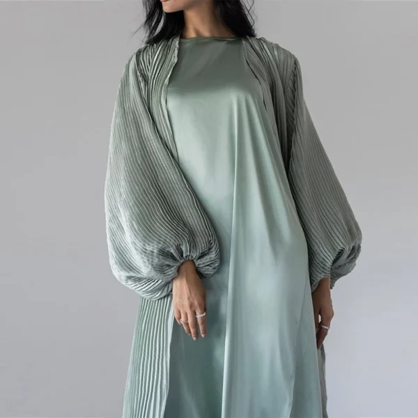 6 2024 2 Pieacs Open Abaya Dress For Beautiful Women