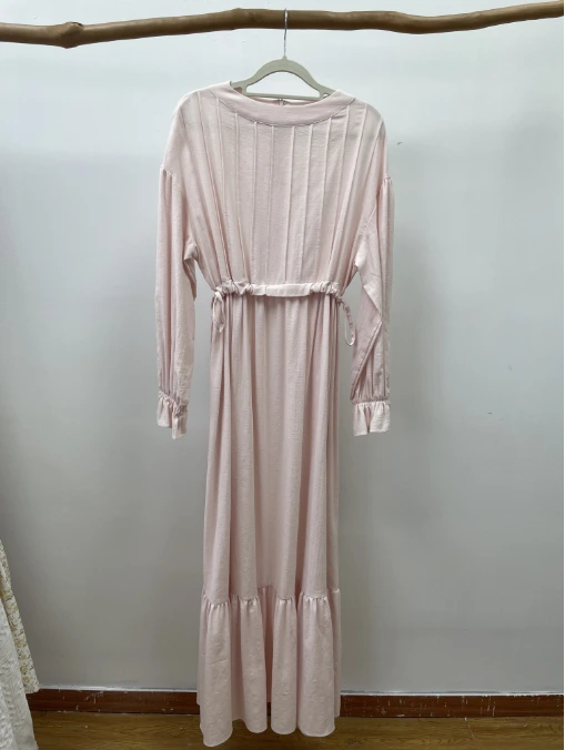 6 Extra Long Sleeve Rib Knit Boat Neck Knit Ladies' Dresses