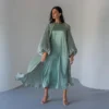 8 2024 2 Pieacs Open Abaya Dress For Beautiful Women