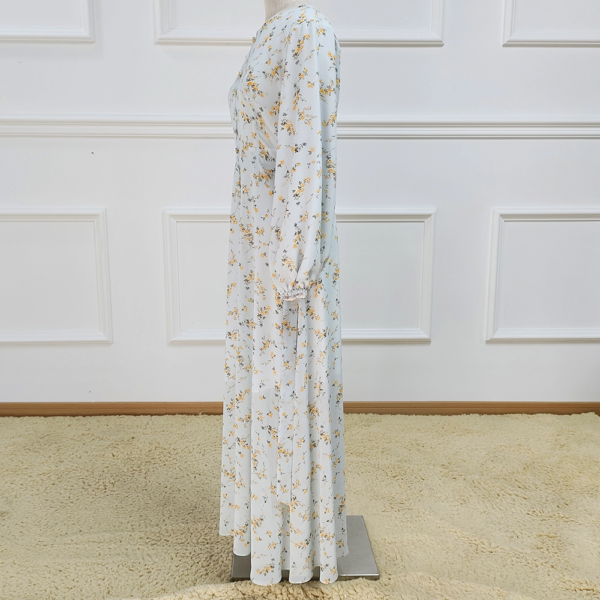86.2 Summer Printed Flowers Dubai Abaya Chiffon Floral Dress