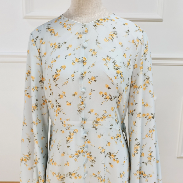 86.4 Summer Printed Flowers Dubai Abaya Chiffon Floral Dress