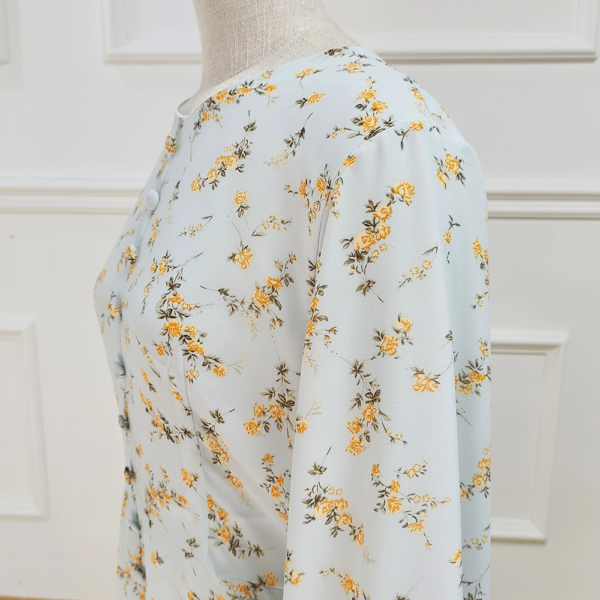 86.5 Summer Printed Flowers Dubai Abaya Chiffon Floral Dress