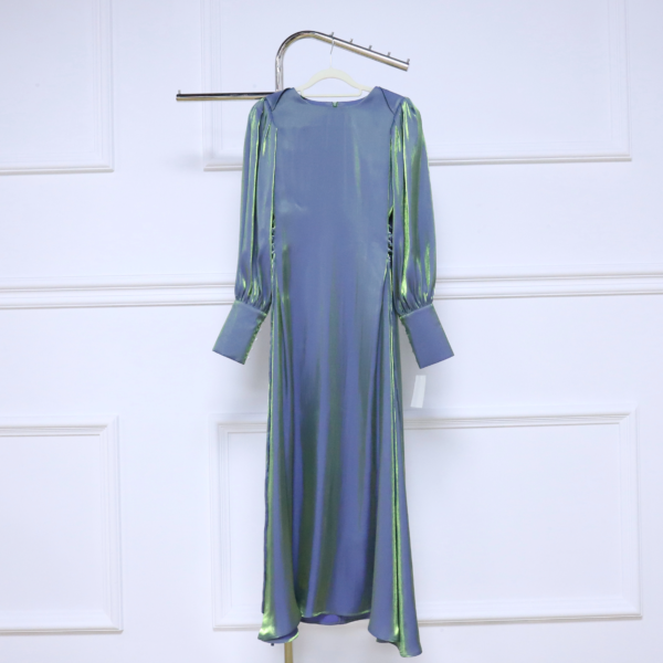 87.1 Newest Full Cover Long Sleeve Satin Maxi Dress – Islamic Modest Wear for Muslim Women