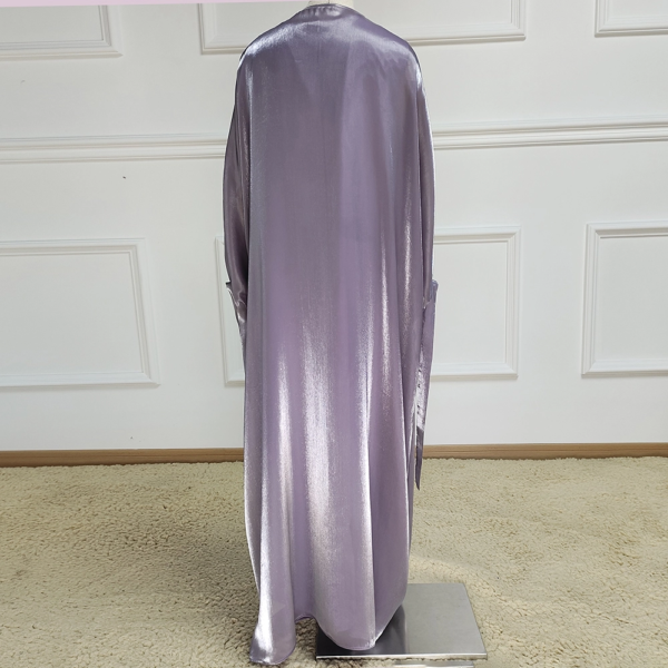 89e9cf67-1c26-480c-ba4a-35073d3e1ee4 New Shimmery Islamic Clothing Light Shiny Satin Silk Abaya With Inner Slip Dress Set