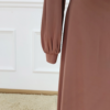 92.3 Mocha Brown Satin Modest Maxi Dress - Cowl Neck Long Sleeve Muslim Abaya
