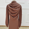 92.6 Mocha Brown Satin Modest Maxi Dress - Cowl Neck Long Sleeve Muslim Abaya