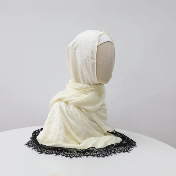 CUSTOM~2 Custom Elegant Lace Embroidery Modal Hijab Breathable Woven Light Weight Shawl