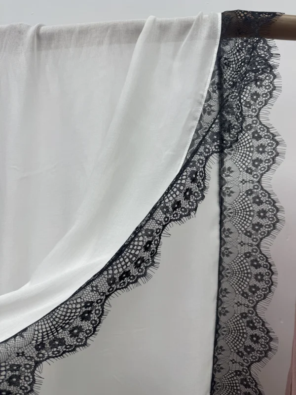 CUSTOM~3 Custom Elegant Lace Embroidery Modal Hijab Breathable Woven Light Weight Shawl