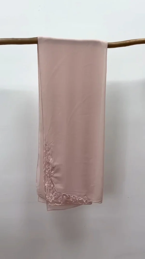 Popular Embroidery style Chiffon Hijab Embroidery Lace Scarf Breathable Scarf
